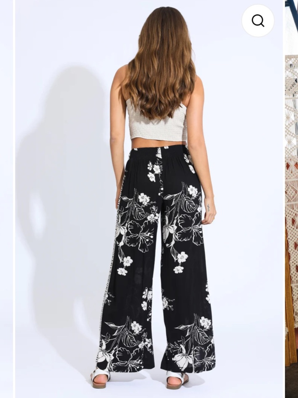 REWASH WIDE LEG BORDER WRAP PANT - BLACK FLORAL - Picture 5 of 9
